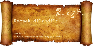 Racsek Árpád névjegykártya