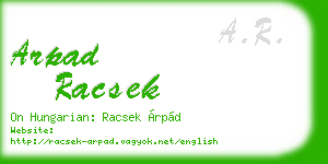 arpad racsek business card